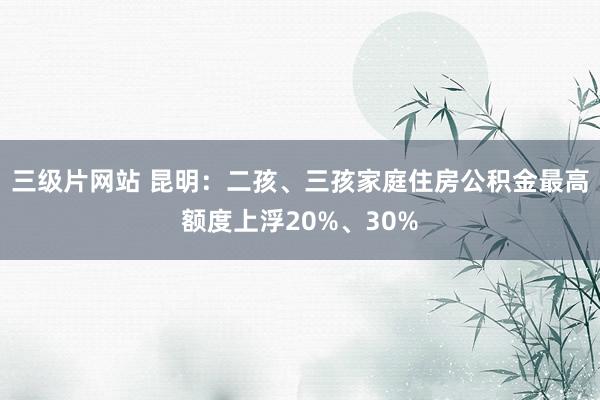 三级片网站 昆明：二孩、三孩家庭住房公积金最高额度上浮20%、30%