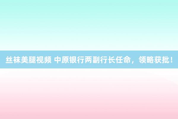 丝袜美腿视频 中原银行两副行长任命，领略获批！