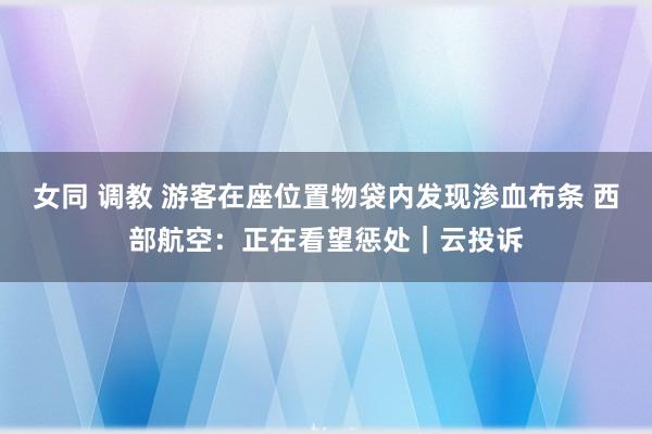 女同 调教 游客在座位置物袋内发现渗血布条 西部航空：正在看望惩处｜云投诉