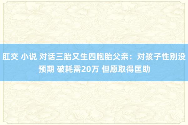 肛交 小说 对话三胎又生四胞胎父亲：对孩子性别没预期 破耗需20万 但愿取得匡助