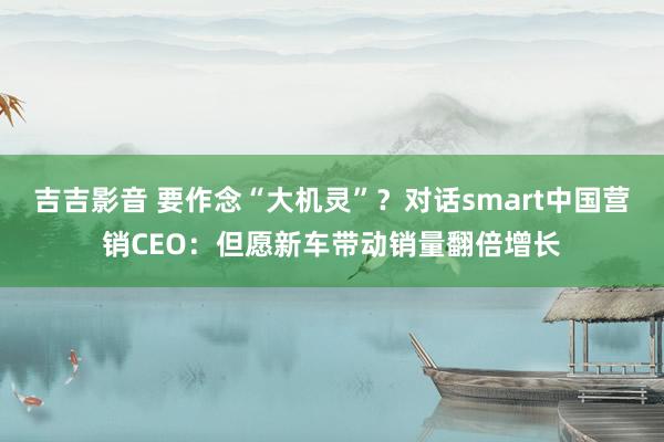 吉吉影音 要作念“大机灵”？对话smart中国营销CEO：但愿新车带动销量翻倍增长