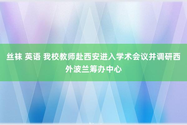 丝袜 英语 我校教师赴西安进入学术会议并调研西外波兰筹办中心